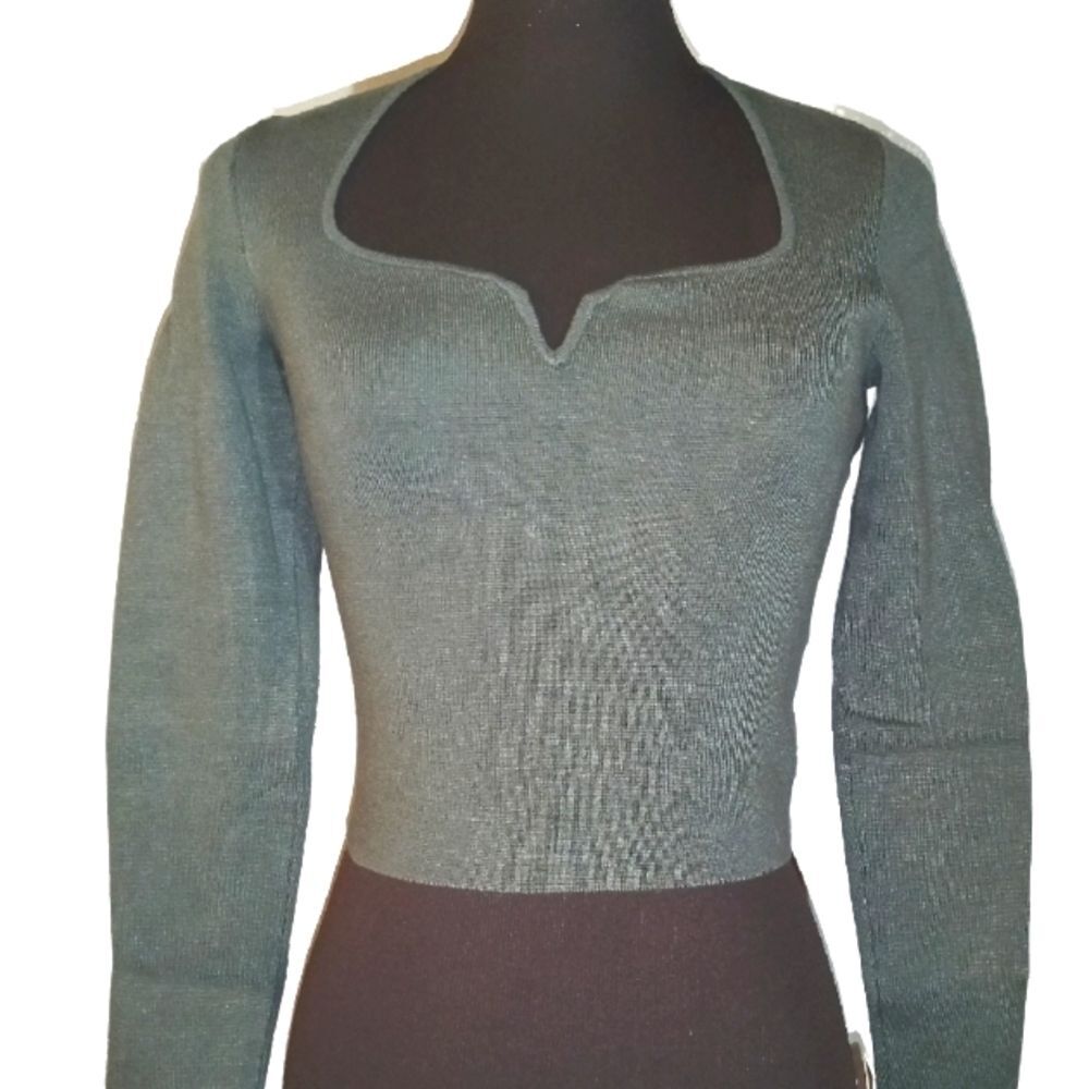 Abercrombie & Fitch Fitted Knit Sweater XS Notched Square Neck Y2K Preppy